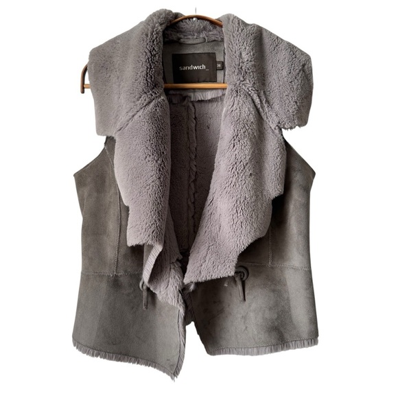 Sandwich Gray Faux Shearling Vest - Picture 1 of 6